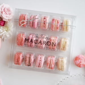 Gift box of 15 French macarons from Le Bon Macaron available for shipping throughout the US.