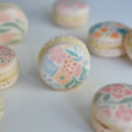 French macarons with custom printed flowers on them for mother's day