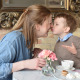 Mother and son spending time together at Le Bon Macaron in Grand Rapids Michigan
