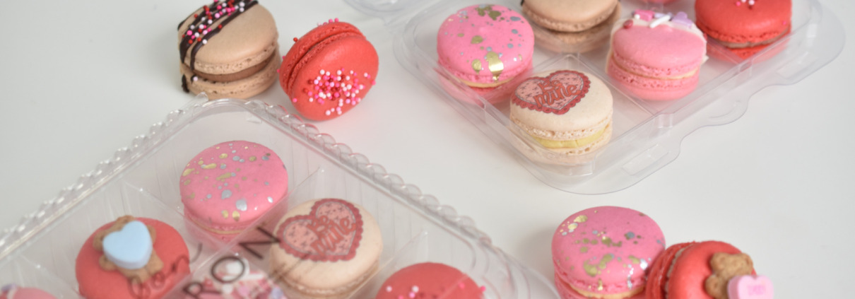Valentine collection of French macarons in boxes of 6 and 12 macarons from Le Bon Macaron